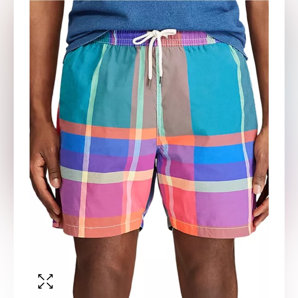 Polo Ralph Lauren Swimwear traveler plaid swim trunks multi color. Size Large